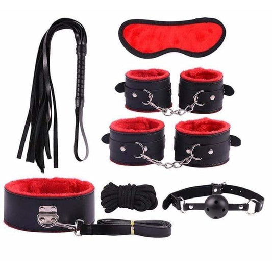 Image of a set of restraints and accessories for exploring BDSM.