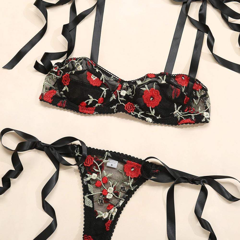Image of a seductive lingerie set with delicate lace detailing.