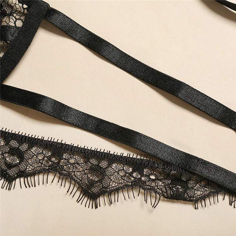 Image of playful and seductive lace bra and thong set