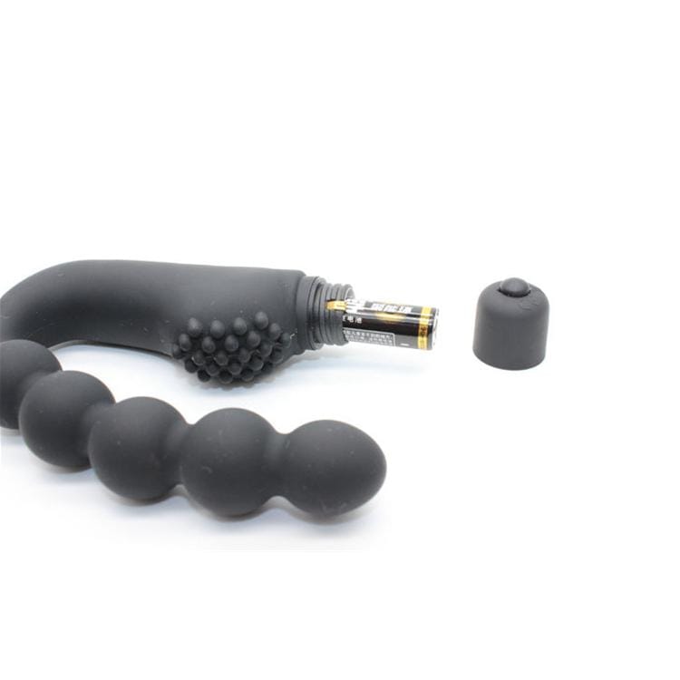 Image of a curved massager designed to target the prostate for intense pleasure.