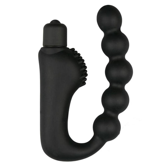 Image of a curved massager designed to target the prostate for intense pleasure.