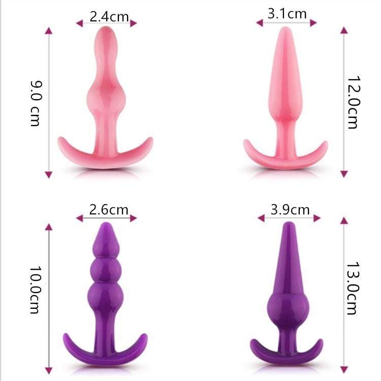 Image of a set of various sized butt plugs for exploring anal play.