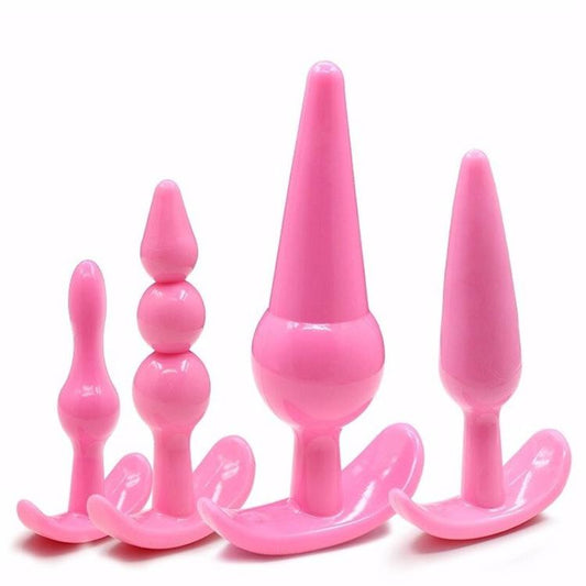 Image of a set of various sized butt plugs for exploring anal play.