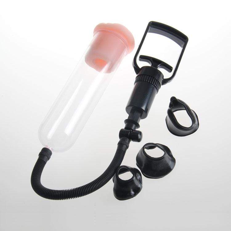 Image of a device designed to increase the size of the penis using suction power.