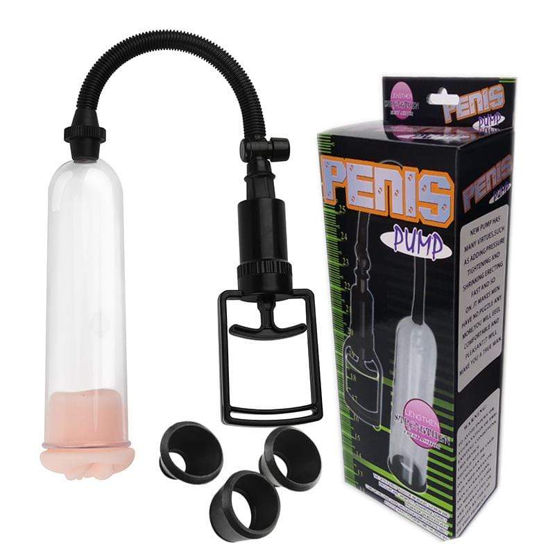 Image of a device designed to increase the size of the penis using suction power.