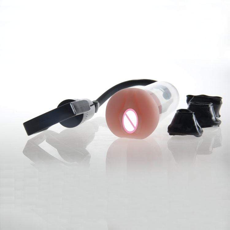 Image of a device designed to increase the size of the penis using suction power.